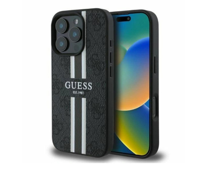 Etui / obudowa na smartfona Guess 4G Printed Stripes do iPhone 16 Pro Max czarny